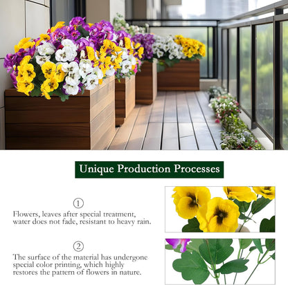 24 pcs Artificial Outdoor Pansies Resistant Silk UV