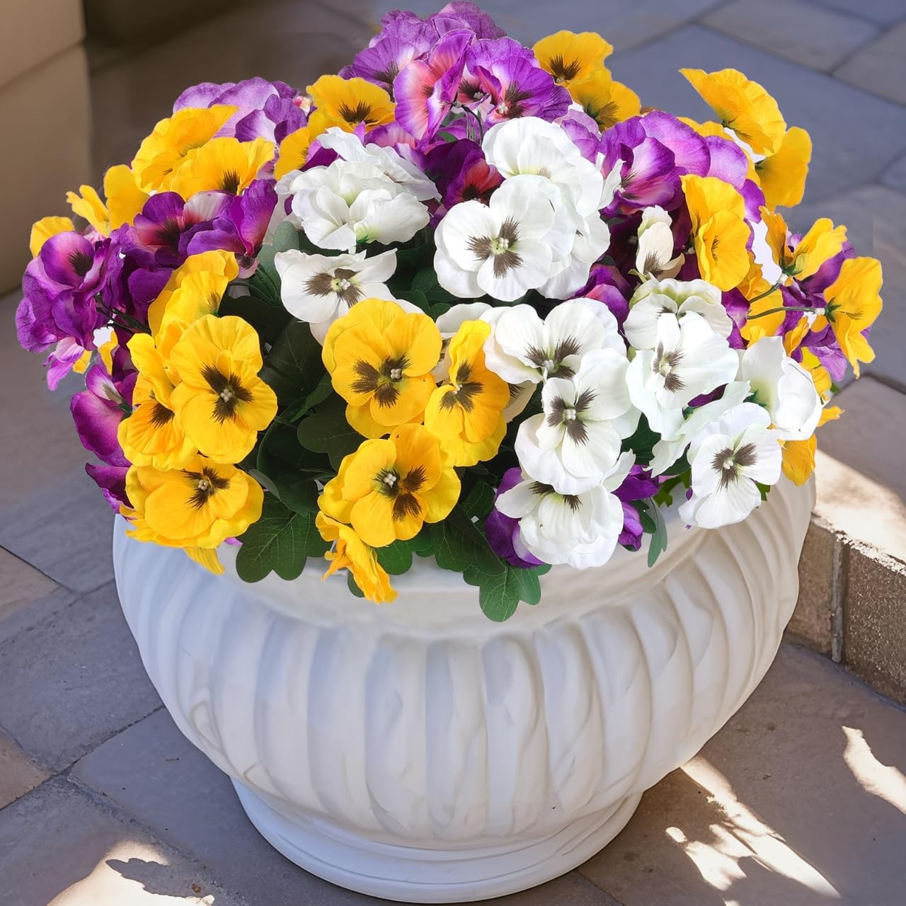 24 pcs Artificial Outdoor Pansies Resistant Silk UV