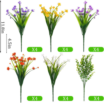 24 Bundles Uieke Silk Plants UV Resistant Porch