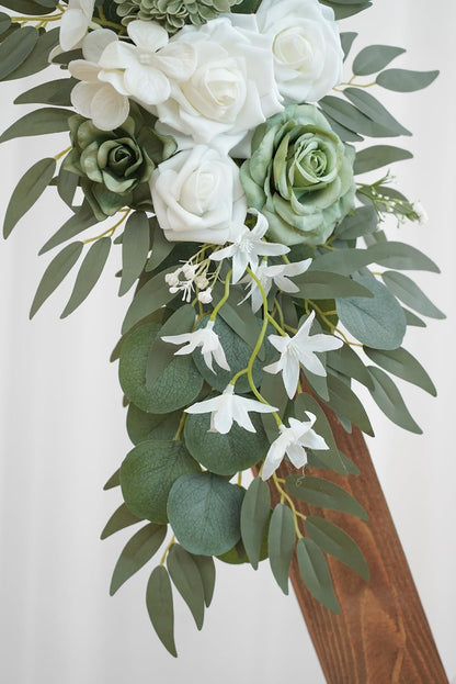 2 pack Olalaka Sage Green White Wedding Flower