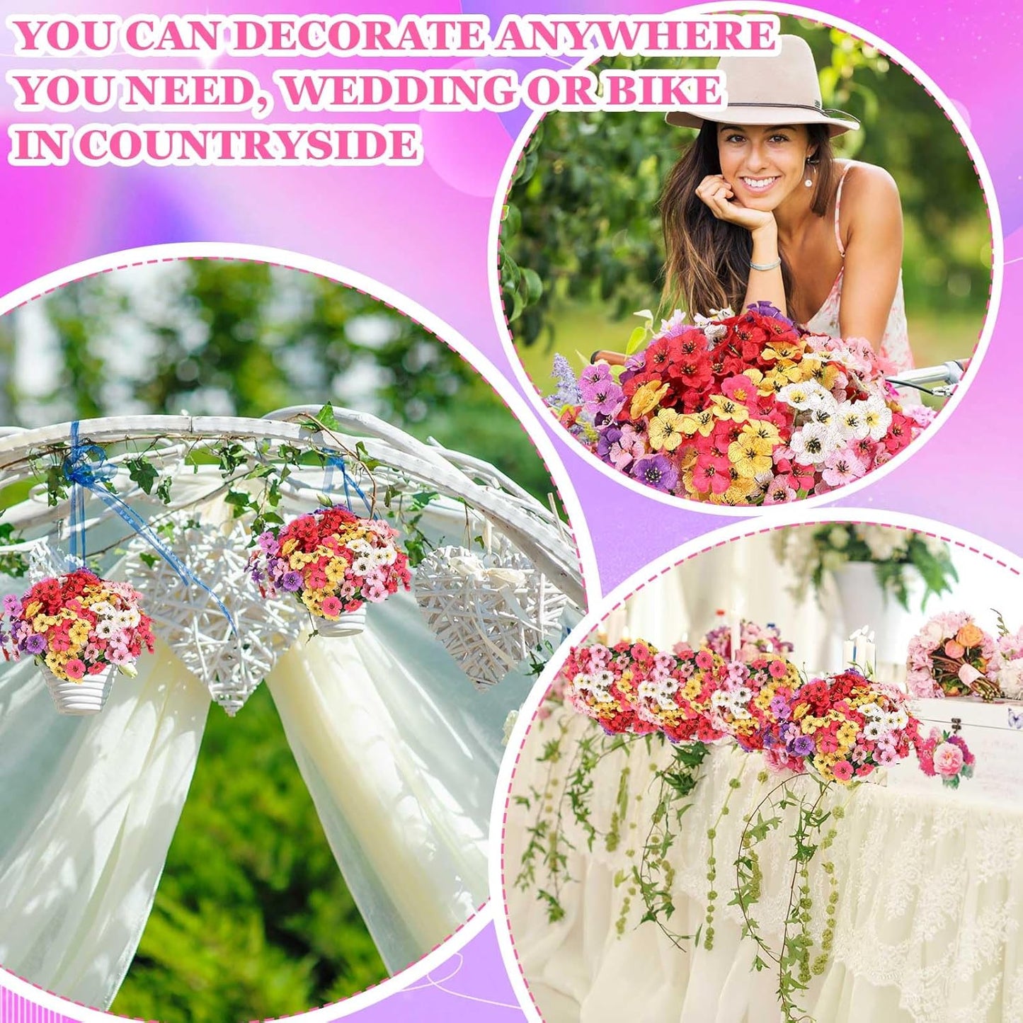 100 Bundles Lyrow Violet Silk Plants UV Porch