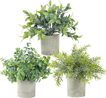 3 pack Artificial Potted Plants Life Like Frosted