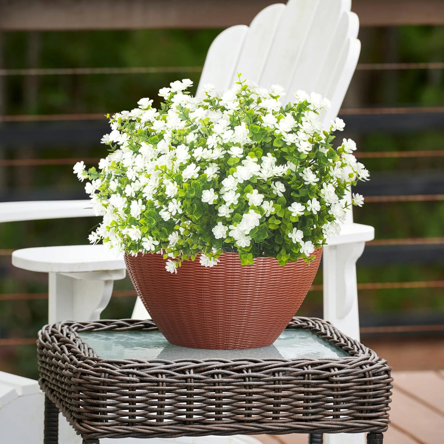 20 Bundles White Faux Plants UV Resistant Porch