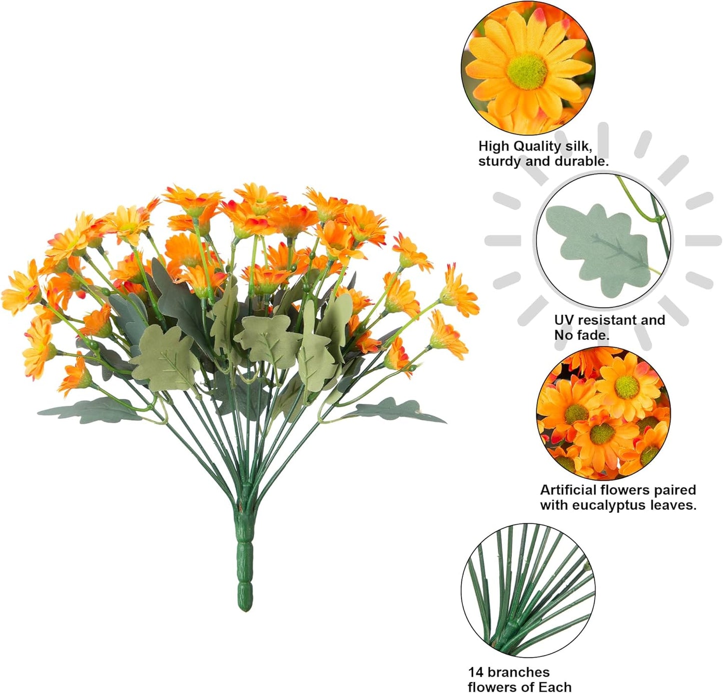 Artificial Daisy Flowers Silk Blooms Outdoor Decor Indoor