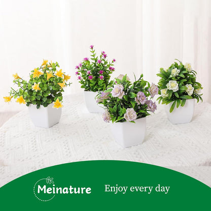 4 pack Small Artificial Plants Flowers Mini Home