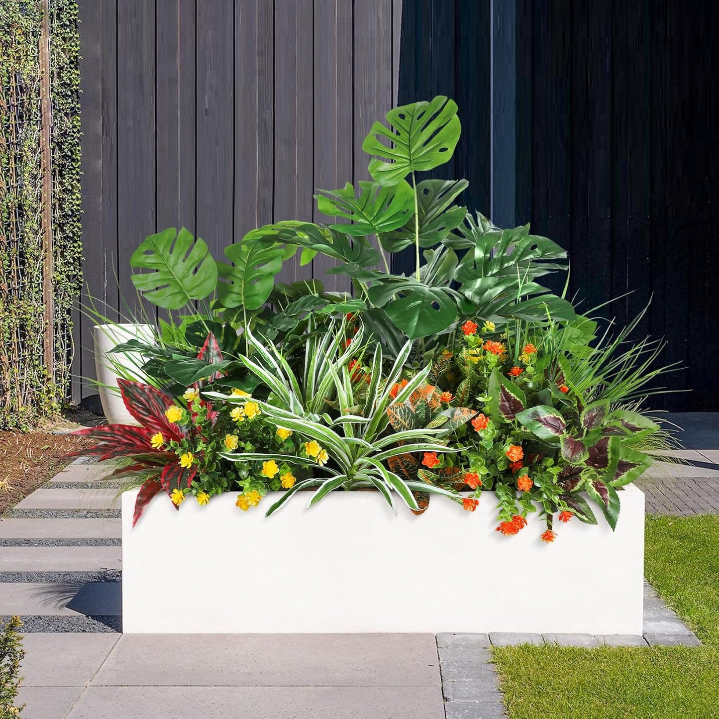 18 pcs Artificial Outdoor Plants Resistant Boxwood UV