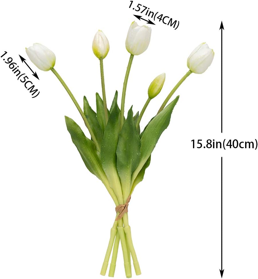 15 pcs Artificial Tulips Flowers Latex Bouquet Decor