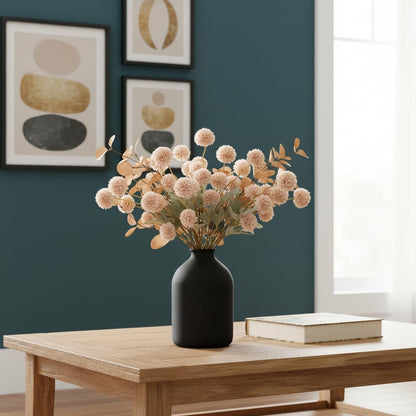 Beige Silk Mum Flowers Eucalyptus Stems Home Kitchen