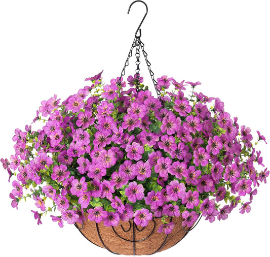 Hyeflora Artificial Hanging Plants Flowers Basket Planters Decor