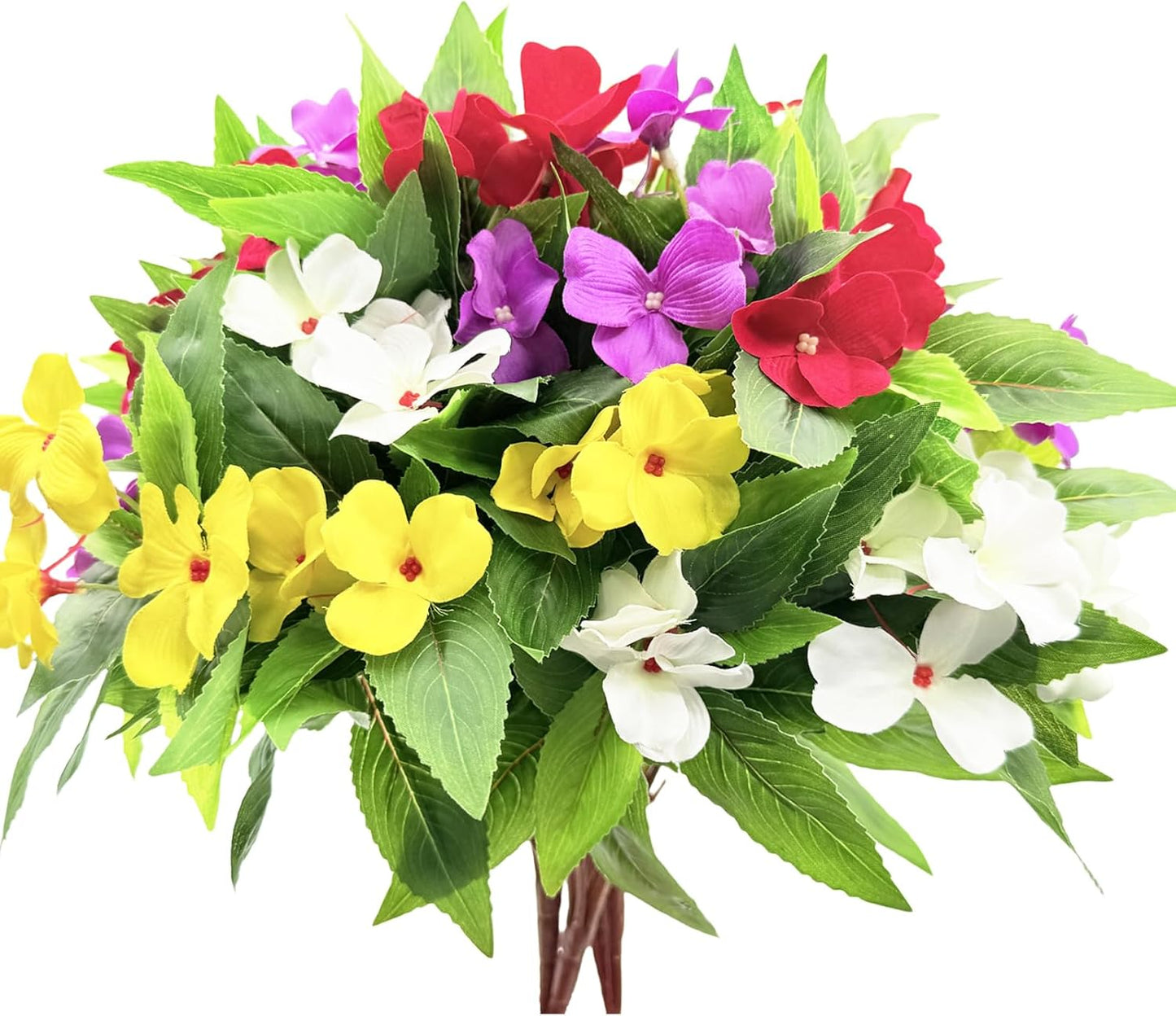 4 pcs Artificial Impatiens Bouquet Multicolor Resistant UV