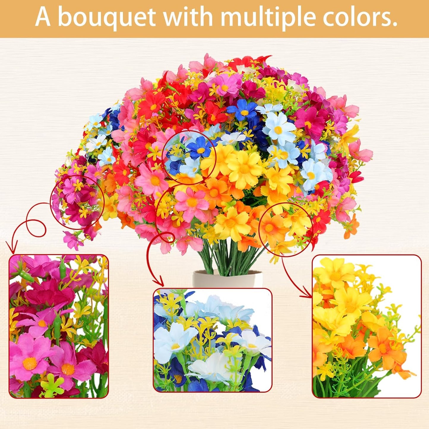Fumwase Artificial Silk Flowers Decor Indoor Outdoor Holiday
