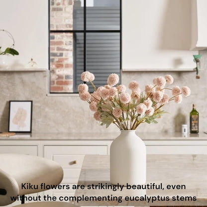 Beige Silk Mum Flowers Eucalyptus Stems Home Kitchen