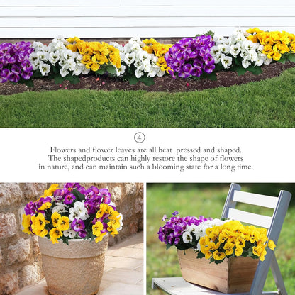 24 pcs Artificial Outdoor Pansies Resistant Silk UV