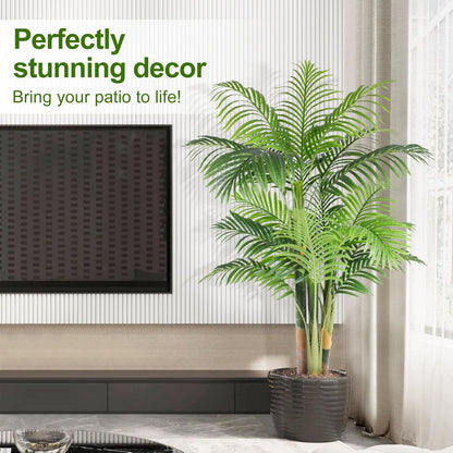 5 ft Tall Triple Golden Cane Palm Artificial
