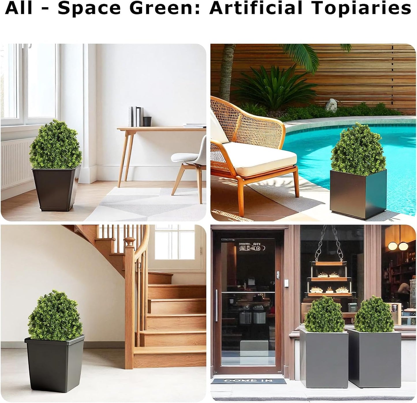 Artificial Boxwood Topiary Trees Set Topiaries Decor Indoor