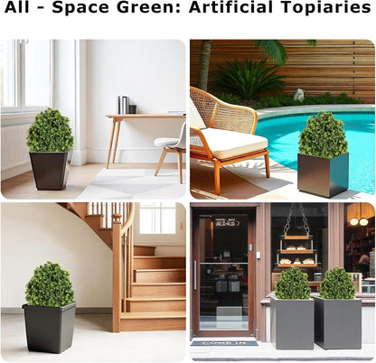 Artificial Boxwood Topiary Trees Set Topiaries Decor Indoor