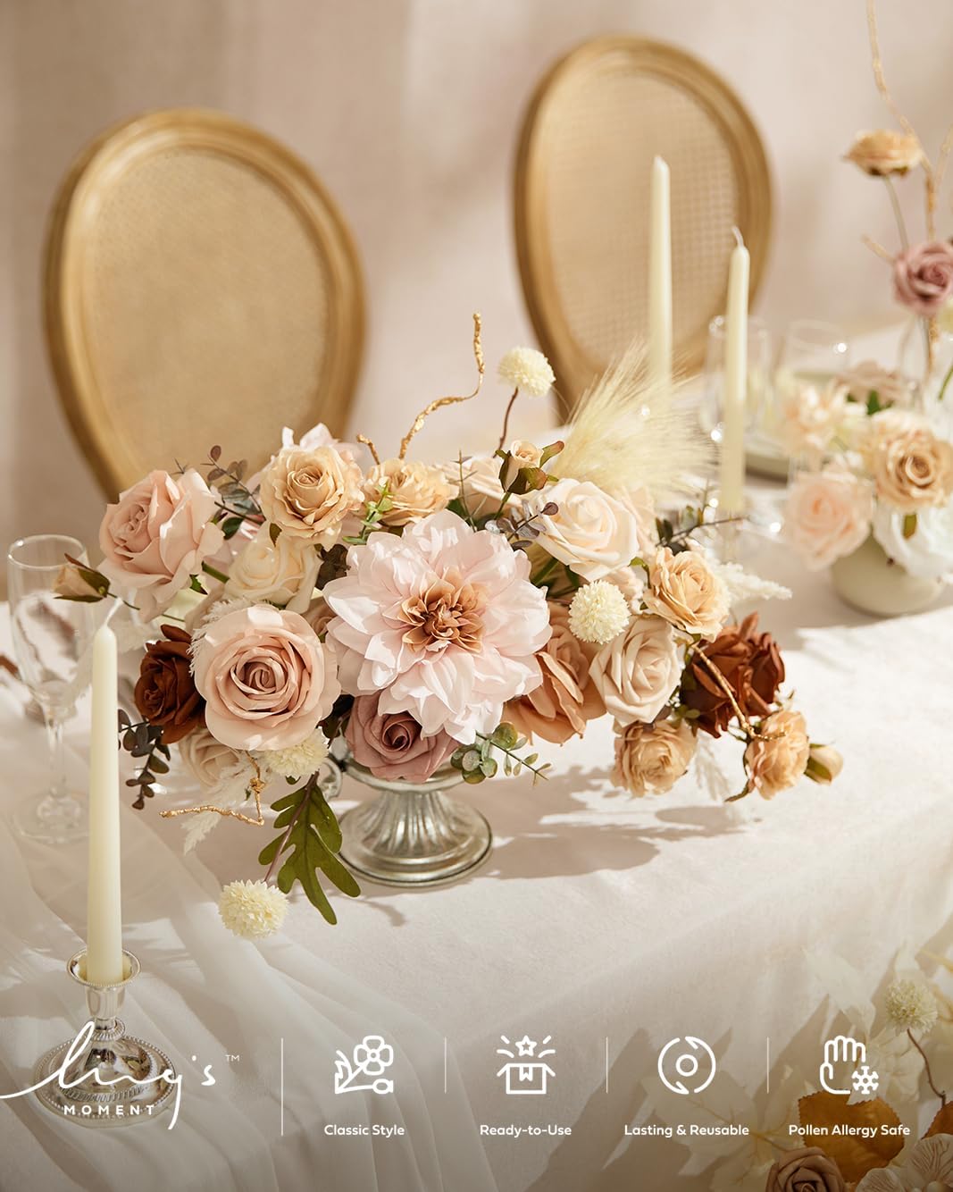 Ling Moment Flowers Box Artificial Greenery Stems Foam