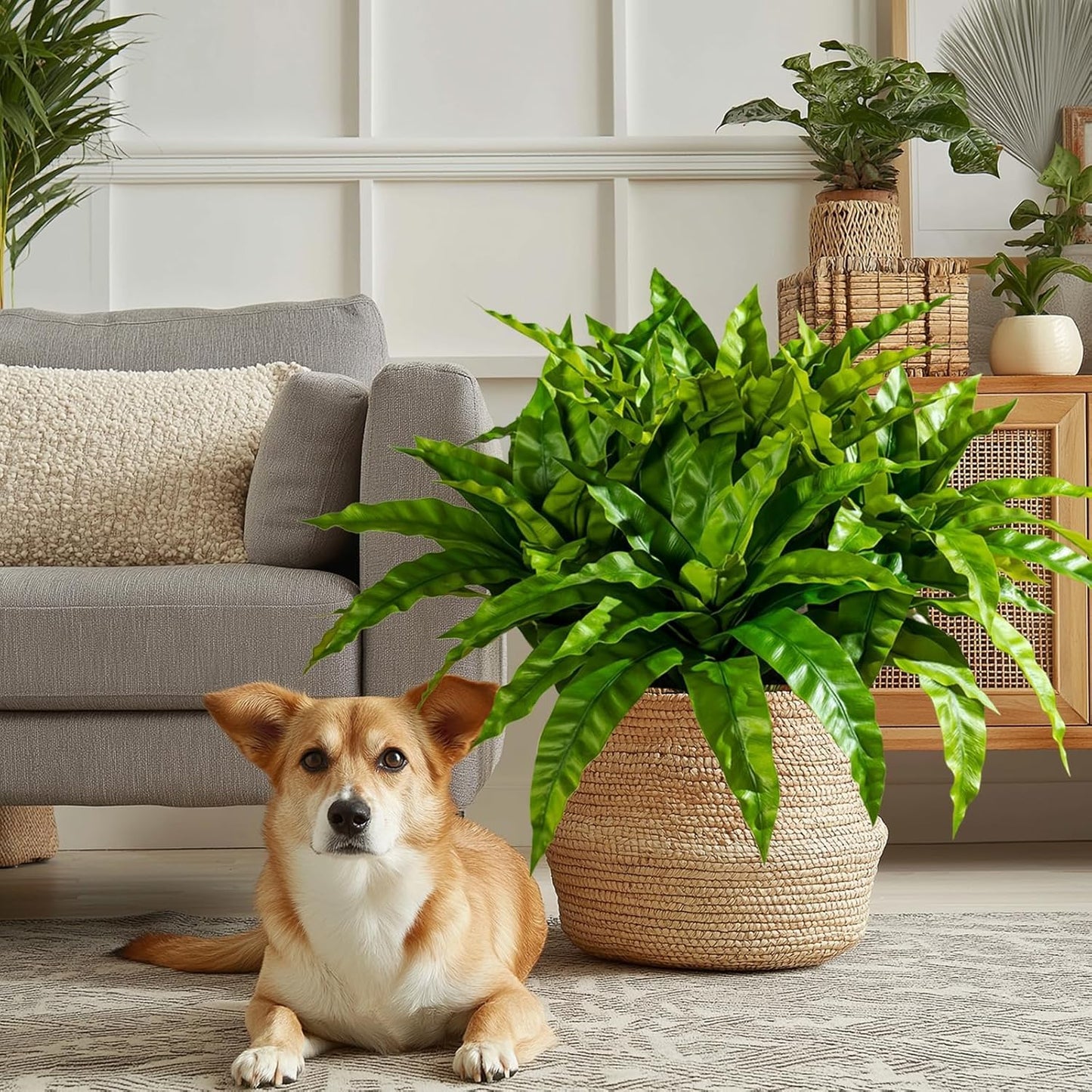 4 pcs Artificial Bird Nest Fern Stems Greenery