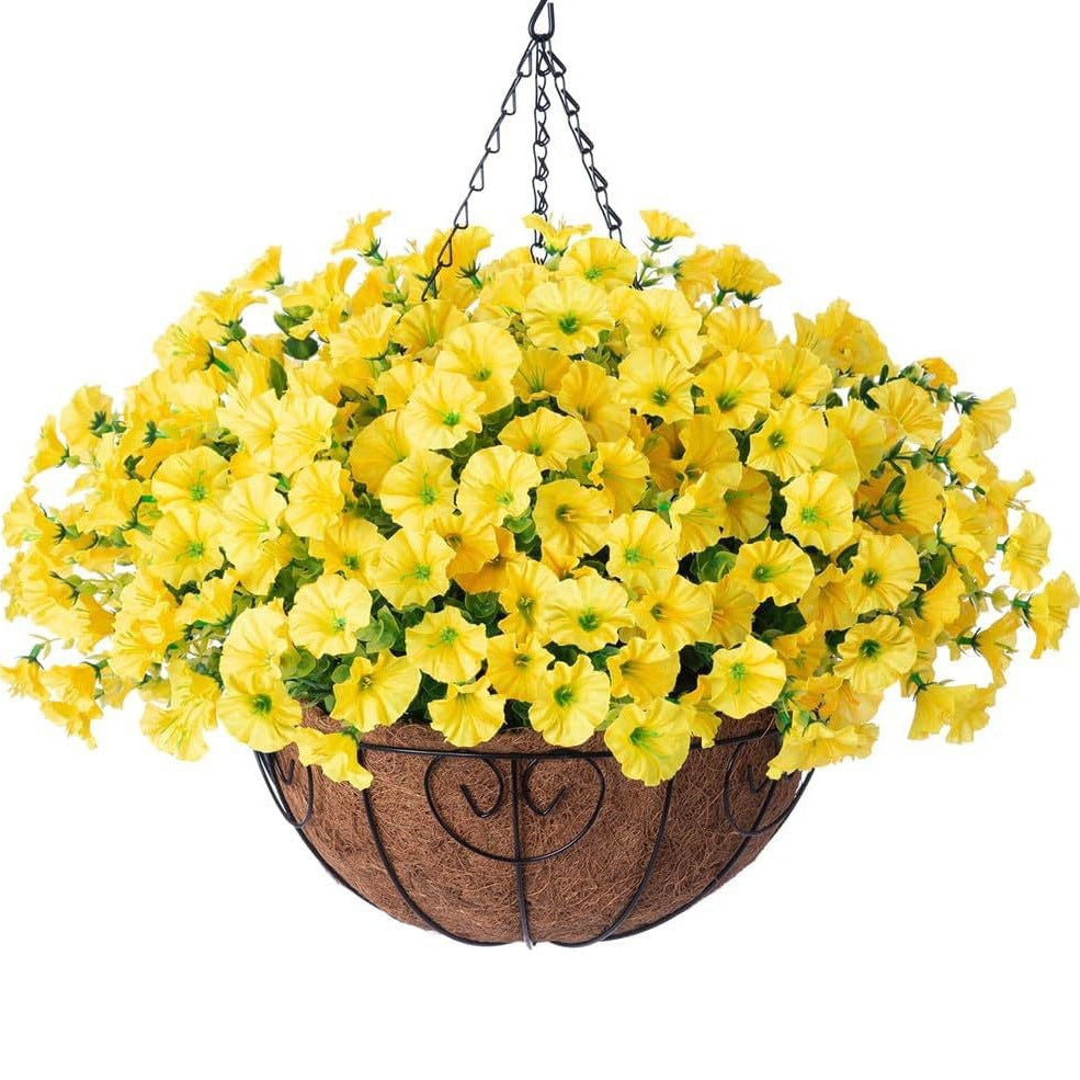 Silk Morning Glory Basket Artificial Flower Decor Outdoor
