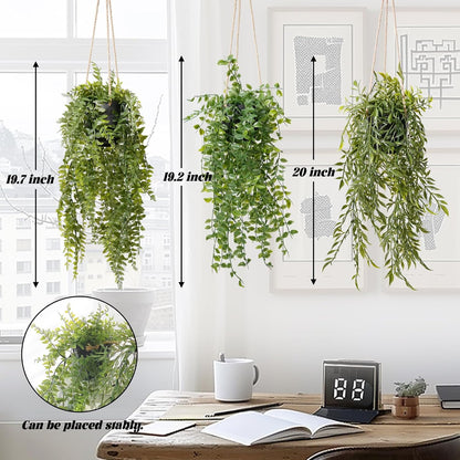 3 pack 20 inch Artificial Hanging Plants Dried