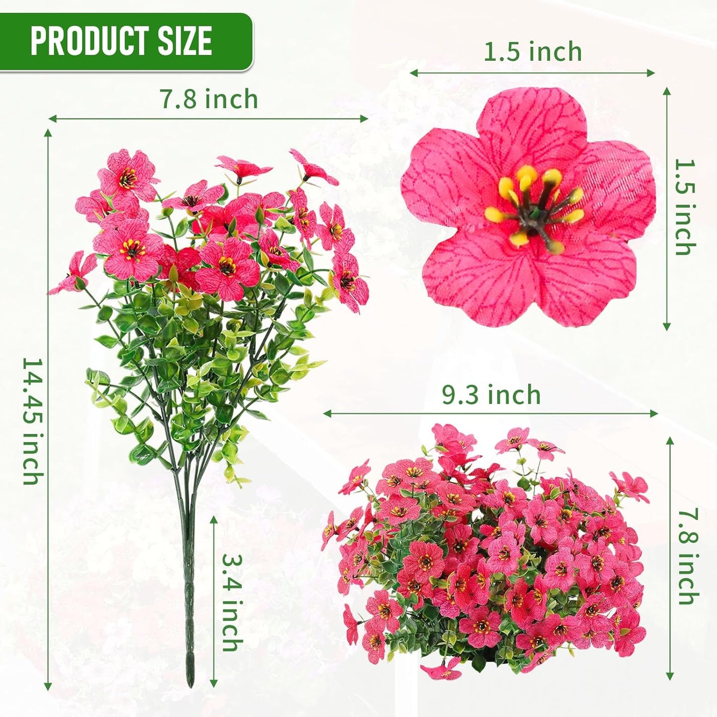 14 pcs Artificial Silk Flowers Plastic Plants Rose