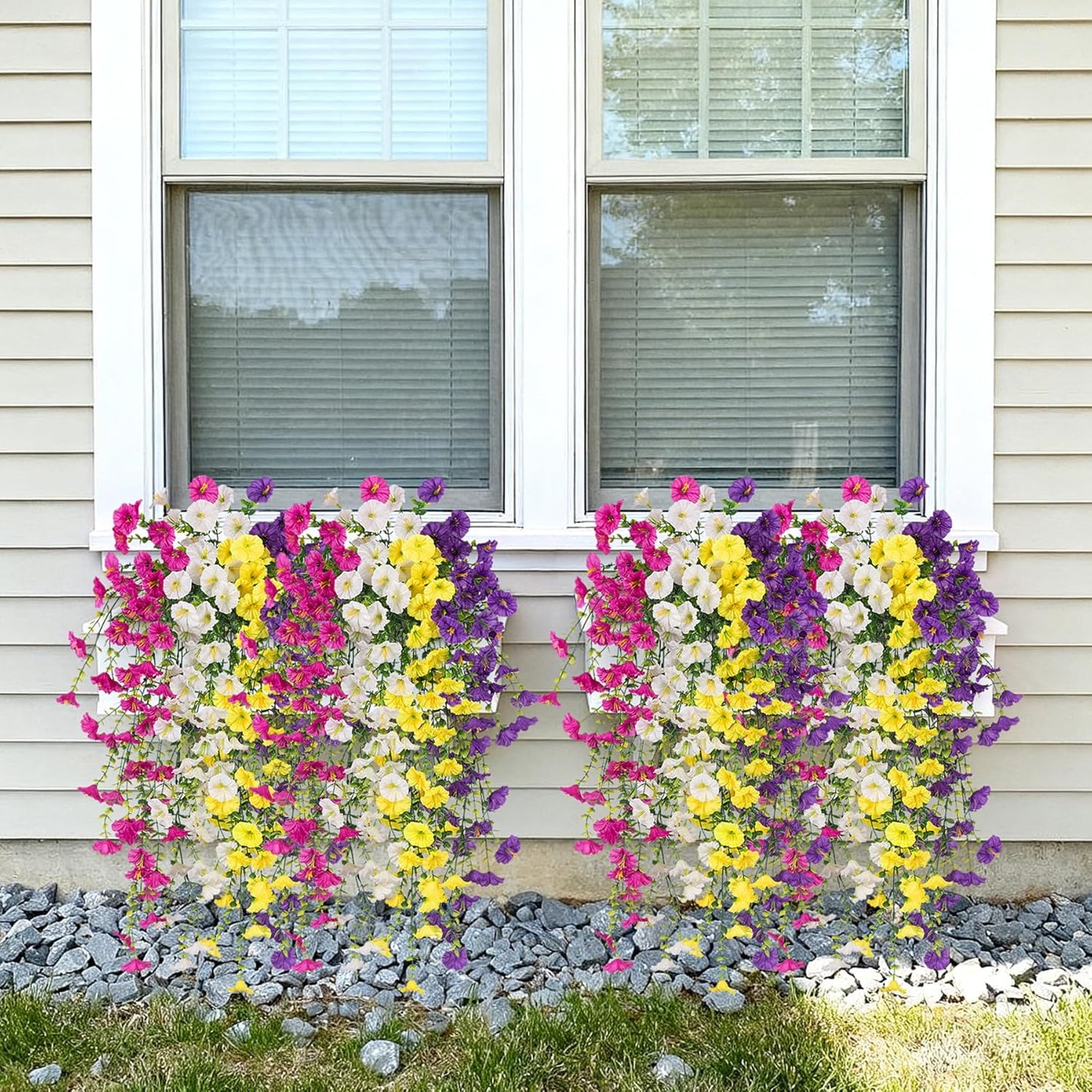 8 Pcs Artificial Hanging Petunias Flowers Decor Indoor Outdoor Holiday