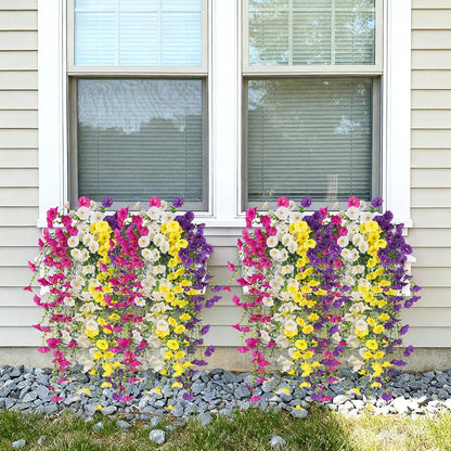 8 Pcs Artificial Hanging Petunias Flowers Decor Indoor Outdoor Holiday