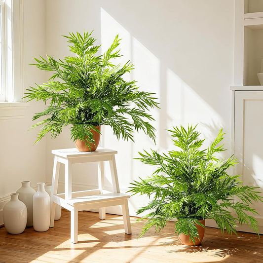2 pack Artificial Boston Fern Plants Pots Greenery