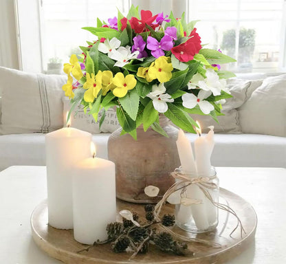 4 pcs Artificial Impatiens Bouquet Multicolor Resistant UV