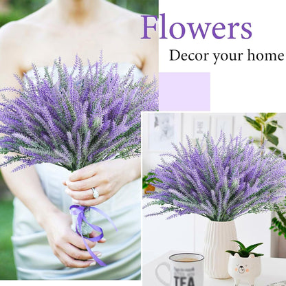 30 bundles Artificial Lavender Outdoor Plants Resistant UV