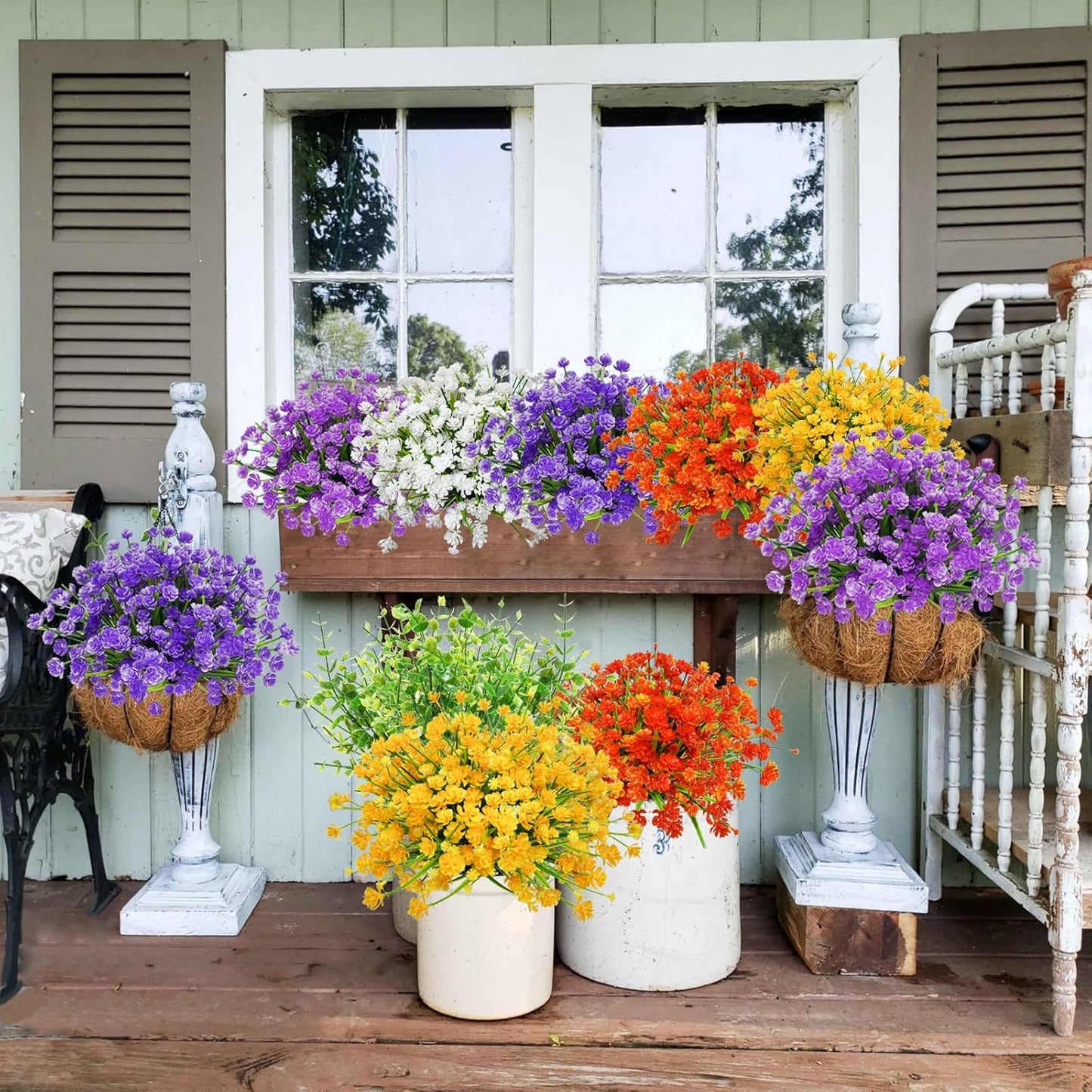 24 Bundles Uieke Silk Plants UV Resistant Porch