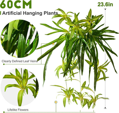 2 pcs Artificial Spider Hanging Plants Chlorophytum Greenery