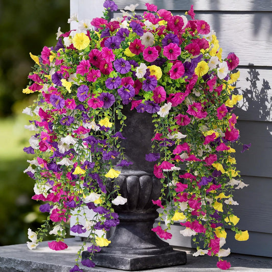 8 Pcs Artificial Hanging Petunias Flowers Decor Indoor Outdoor Holiday