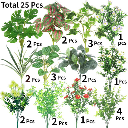 25 pcs Artificial Boxwood Stems Resistant Greenery UV