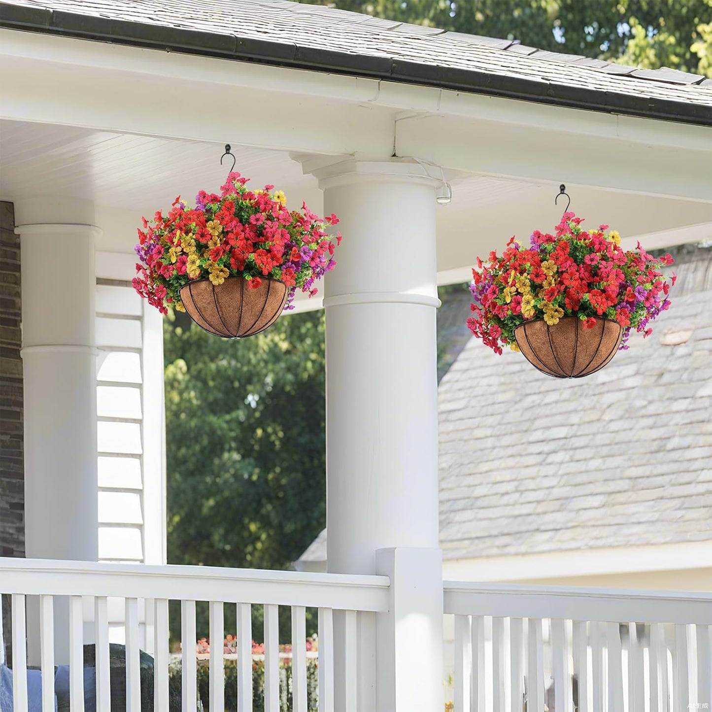 2 set Hananona Artificial Outdoor Flowers Hanging Decor