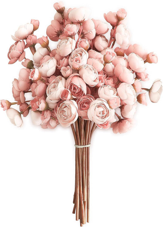 18 pcs Dusty Rose Artificial Ranunculus Silk Flowers