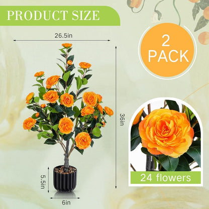 2 pack 36 inch Artificial Camellia Trees Plants
