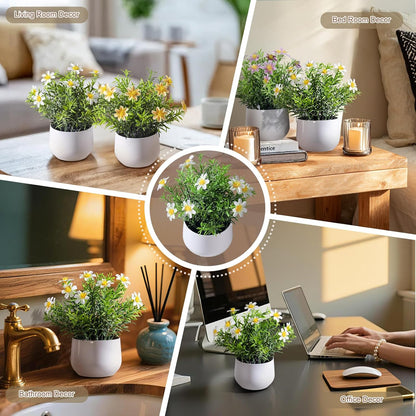 3 pack Small Artificial Potted Flowers Home Kitchen