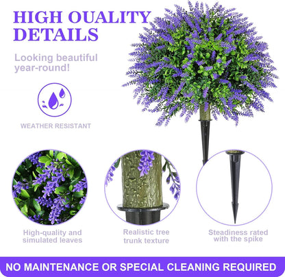 2 pack 15.7 inch Artificial Lavender Topiary Ball