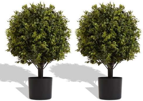 2 pack 22 inch Artificial Ball Topiary Trees