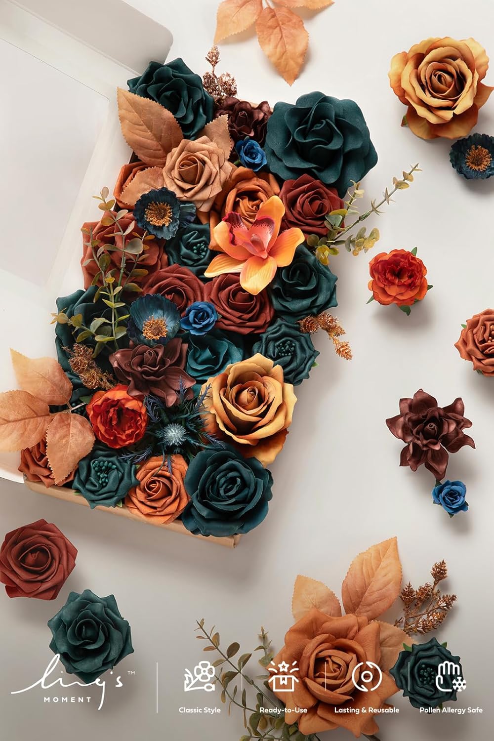 Ling Moment Flowers Box Artificial Greenery Stems Foam