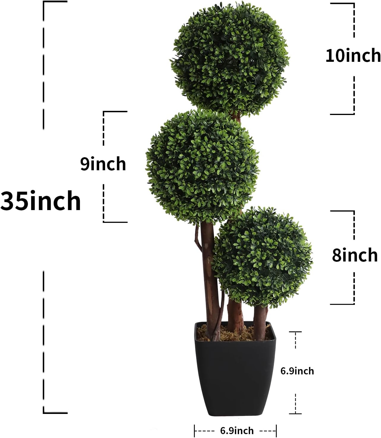 3 ft Artificial Triple Ball Boxwood Topiary Trees