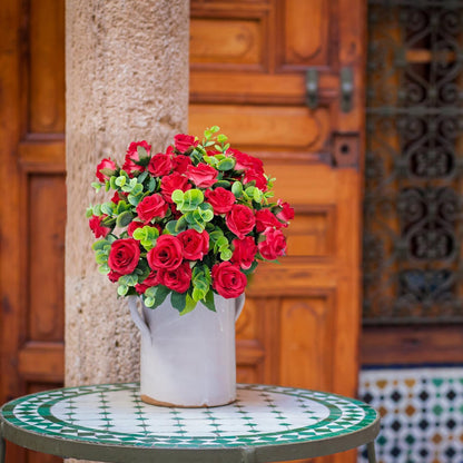 10 piece Artificial Roses Eucalyptus Leaves Silk Home