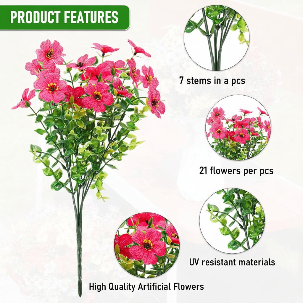 14 pcs Artificial Silk Flowers Plastic Plants Rose