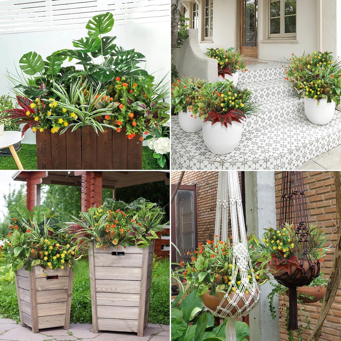 18 pcs Artificial Outdoor Plants Resistant Boxwood UV