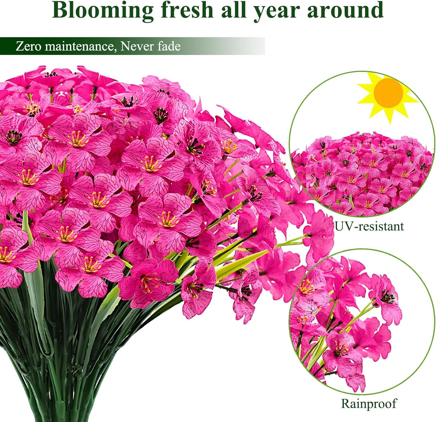 20 Bundles Outdoor Silk Plants UV Resistant Porch