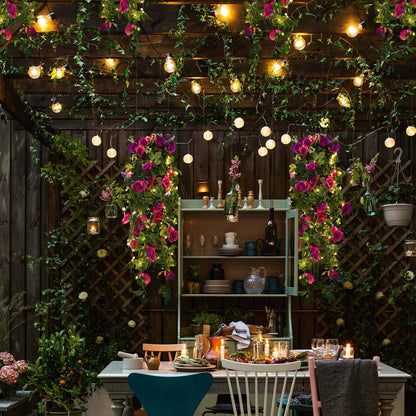 Recutms Artificial Hanging Rose Flower Plants Outdoor Flowers