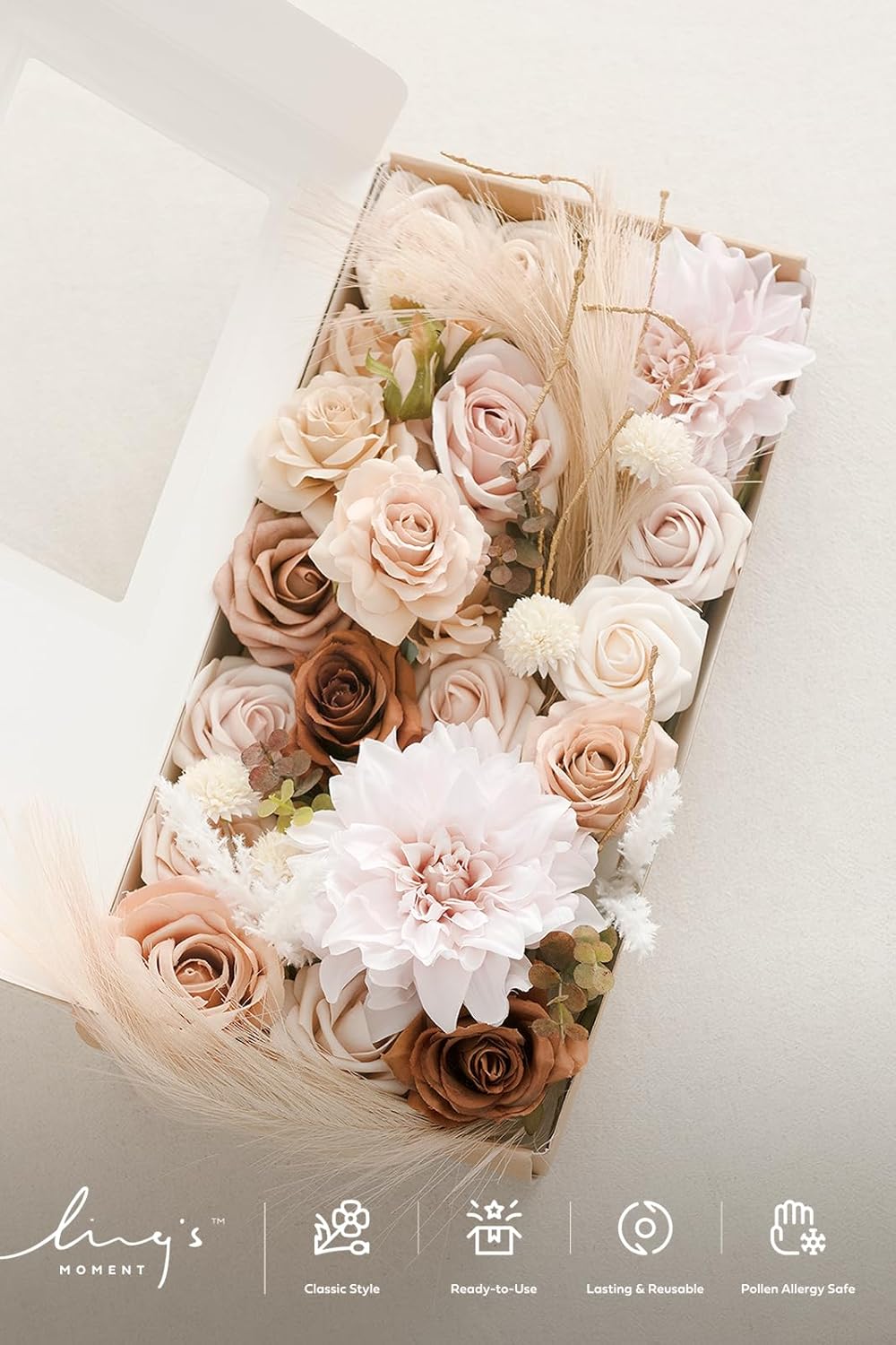 Ling Moment Flowers Box Artificial Greenery Stems Foam