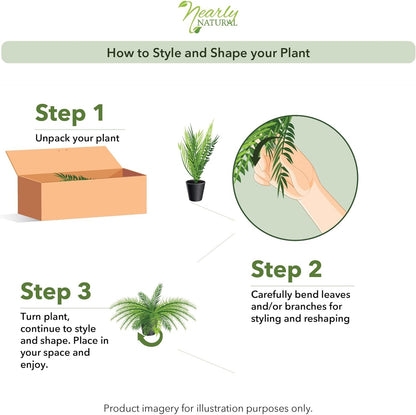 22 inch Artificial Boston Fern Plant Sandstone Planter