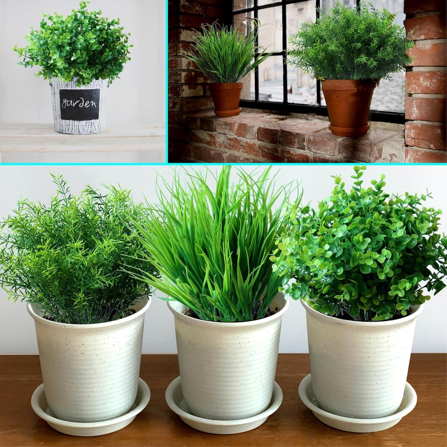 18 pcs Outdoor Artificial Plants Resistant Greenery UV